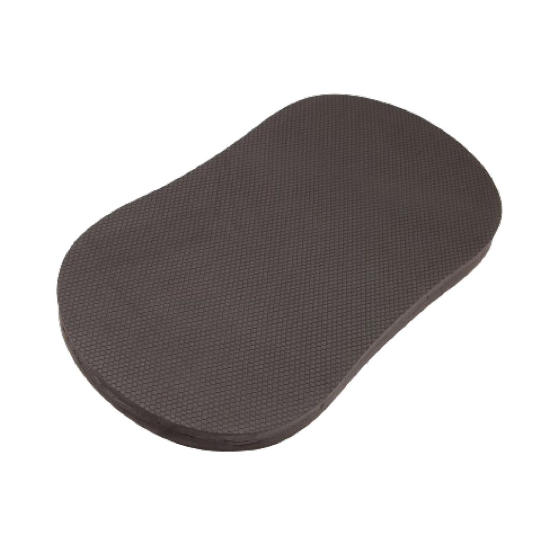 The Reviber Fusion Workout Cushioning Block by Reviber is a brown, oval-shaped cushion with a textured surface, ideal for seated exercises and enhancing your Reviber Fusion workout. Displayed against a white background.